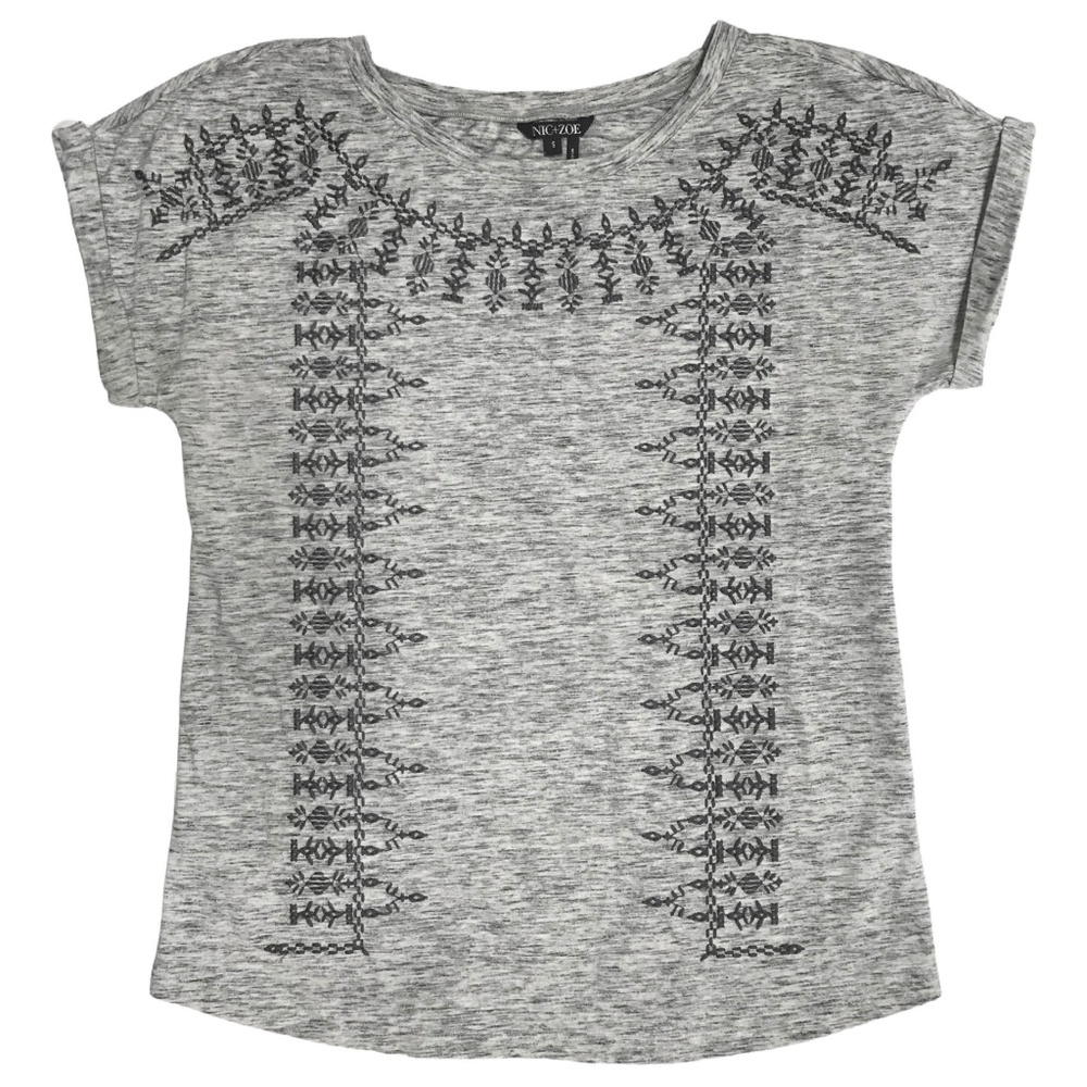 🌿 NIC+ZOE EMROIDERED JERSEY TEE TOP